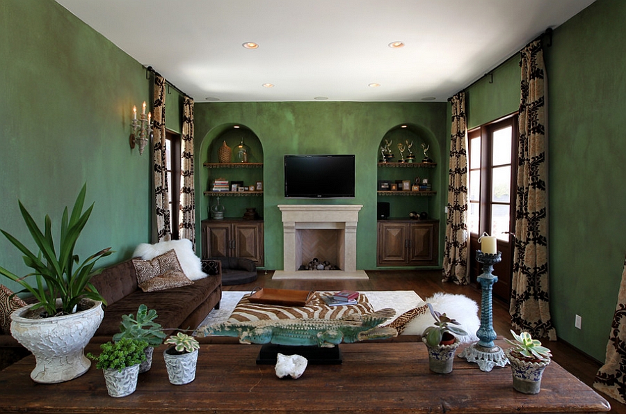 green living room ... mediterranean style living room in green [design: custom design u0026  construction] CMOZEXK